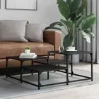 Wooden Coffee Table Sofa Lounge Room Side Storage Nesting Wood Furniture Black