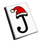 Letter J Christmas Hat Passport Holder Cover Case Red Santa Father Kids Alphabet