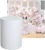 Round Display Pedestal Stand,Decor Backdrop Dessert Table Pillars ,Clothing Store Decor Pillars ,Loading Capacity 100kg for Clothing Store Wedding Props Collection(White,40x50cm/15.7x19.6in)