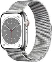 Apple Watch Series 8 (GPS 41mm) Smart Watch - Silver Aluminium Case with White Sport Band - Regular. Fitness Tracker, Blood Oxygen & ECG Apps, Water Resistant (Renewed)