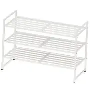 3-Tier Stackable Shoes Rack White Metal Panel
