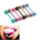 7PCS/Set Colorful Steel Bar Tongue Rings Body Piercing Tounge Bars Cool Jewelry