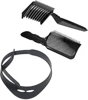 Barber Fade Combs With Hair Trimming Guide, 3Pcs Professional Cutting Comb, Curved Positioning Comb for Men, Black