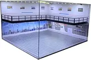 Perfk 1:64 Scale Parking Lot Double Layer Backdrop Background Collectibles Vehicle Scene Toy for Model Cars Figures Layout Diorama, Landscape Brick