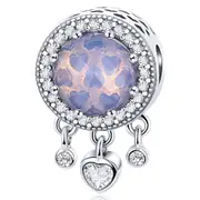 Solid 925 Sterling Silver Trapped Love CZ Charm