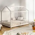 Scandi Wooden Kids House in Double Size | Novelty Kids Beds | White Wooden Ch...