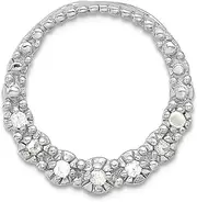 [JewelryWeb] 925 Sterling Silver Solid Polished Prong set CZ Simulated Diamond Circle Chain Slide Pendant 18x18mm Wide Chain Necklace for Women and Men