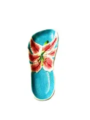 Diane Artware New "Happy Toes" Lucious Lily Ceramic Flip Flop Trinket 7” X 3”