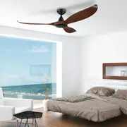 60" Noosa DC Ceiling Fan Bamboo, Teak, Dark Natural 204227, 204228, 204229 Eglo Lighting