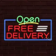 NEW "OPEN FREE DELIVERY" w/BORDER 33x18x1 INCH LED FLEX WINDOW INDOOR SIGN 35426