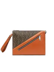 Fendi Flat Pouch in Brown Fabric
