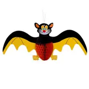 Black & Orange Halloween Paper Honeycomb Vampire Bat