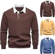 [Generic] Men's Button Stand Neck Sweatshirts Plain Sweater Casual Versatile Bottom Hoodie Sweatshirt for Men