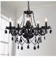 Saint Mossi Modern K9 Crystal Chandelier Black 5 Lights E12 Base