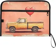 YMXFXP Truck Heart Red Balloon Expandable Filing Folder, 13-Pocket Funny Cute Design with Sticky Labels, A4 Letter Size Document Organizer for Office, School, Boys, Girls