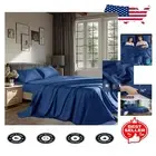Luxurious 1200 Thread Count 100% Cotton Navy Blue 4-Piece California King Sheets