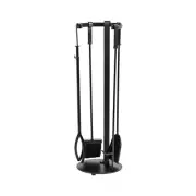 Modern Ember Knoll Fireplace Tool Set in Black - Includes Brush, Shovel, Fire...