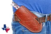 CUSTOM MADE PURE LEATHER HAND ENGRAVED HORIZONTAL SHEATH FOR FIXED BLADE KNIFE 5