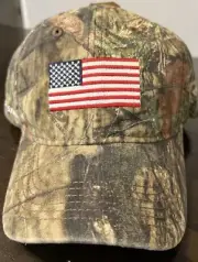 F & S Field & Stream Hat Mossy Oak Camo Snap Back Cap USA Flag Men’s OSFA NEW