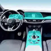 Car Interior Film Dashboard Piano Board Shift Center Console Anti-Scratch Transparent TPU Protection Film,for Alfa Romeo Stelvio 2022-2023 (Style A for LHD)