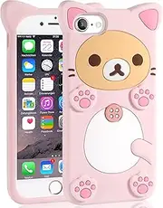 STSNano Kawaii Phone Case for iPhone 6/6S/7/8/SE 4.7''3D Cute Cartoon Bear Phone Case Fashion Cool Funny Bear Soft TPU Case for iPhone 6/6S/7/8/SE Silicone Cover for Women Girls Kids PK