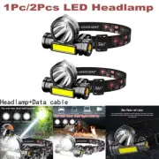 1/2Pcs USB Rechargeable Waterproof LED Headlamp Headlight Head Light Flashlight
