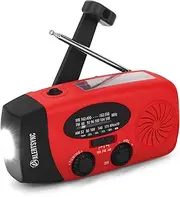 [Upgrade] Tiemahun Emergency Solar Hand Crank Dynamo NOAA WB AM/FM Radio Hurricane Camping Survive Kit with 3-LED Flashlight 1000mAh Power Bank 088FS (Red)