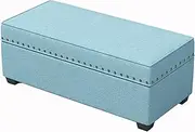 Footstool Sofa Stool Linen Cloth Change Shoe Bench Storage Footrest Seat Save Space Used as a Bench, Footstool, Toy Box Bearing Strong 60/80/90/100/120cm Ottomans (Blue 80cm)