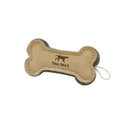 Brown Leather Dog Fetch Toy for Small Dogs 6 Inches Tug Interactive Play