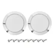 2 Pcs 4inch White Speaker Grill Mesh Metal Cover Bright Silver ABS Frame