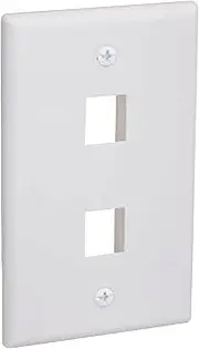 2 Port QuickPort Outlet Wall Plate face Plate, Two Gang White