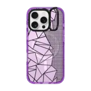 iPhone 16 Pro Impact Ring Stand Case MagSafe Compatible Ab Outline Grid on Side Black Transparent
