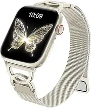 [Witzon] Slim Milanese loop Compatible with Apple Watch Band 40mm 41mm 38mm 42mm 44mm 45mm 46mm 49mm Women, Thin Stainless Steel Mesh Loop Magnetic Wristbands for iWatch SE Series 10 9 8 7 6 5 4 3 2 1