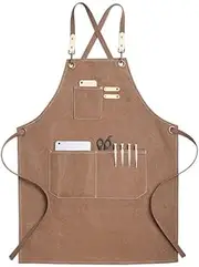Thick Canvas Unisex Apron Bib Chef Kitchen Aprons for Women Men Coffee Shop Barber BBQ Bib with Adjustable Straps and Large Pockets