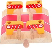 Abaodam Wooden Train Station Barricade Accessory DIY Platform Track Model for Engaging Educational for Developing Hand Eye Coordination and Logical Skills