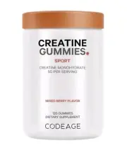 Codeage Sport Creatine Monohydrate Gummies 120ct Supplement Mixed Berry 5g