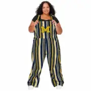 FOCO NWT Michigan Wolverines Womens Hyper Stripe Bib Overalls Size Small