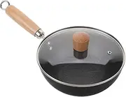 Luxshiny Cast Iron Wok Pan with Lid Nonstick Traditional Chinese Stir Fry Pan Construction for Gas Electric Induction Cooktops Natural Nonstick Versatile Cooking