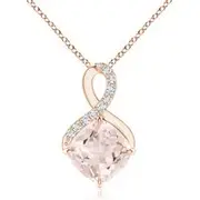 Claw-Set Morganite Infinity Pendant with Diamonds