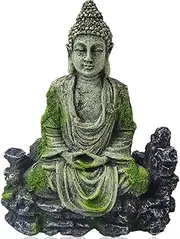 GXXMEI Aquarium Buddha Statue Decorations Ancient Buddha Statue Decor Underwater Landscape Hideaway Fish Tank Scenery for Betta, Small Lizards, Turtles, Reptiles, Amphibians