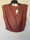 ASTR The Label Black Cross Over Crop Top BlousE WOMENS L LARGE DARK MAUVE NEW