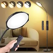 Anyuainiya 18W LED Floor Lamp, Smart Touch & Magnetic Remote Control, 360° Adjustable Gooseneck, 2700K-6500K Dimmable Standing Light