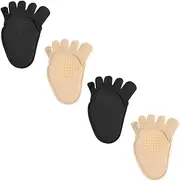 HAWILLOSCH 2 Pairs Women's Running Socks Half Palm Toe Socks Anti-Slip for Men Breathable Comfortable Black/Skin Tone