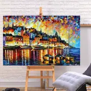 Leonid Afremov EVENING HARBOR OF CORSICA 30"x24" LIMITED EDITION GICLEE ORIGINAL