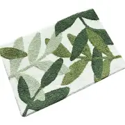 Bathroom Rugs - Green Bath Rug Non Slip Back Water Aabsorbent Leaves Plush Mi...