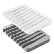 2PCS Self Draining Soap Dishes, Premium Silicone Soap Holder & Saver for
