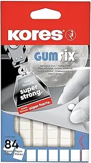 Kores - Gumfix White Tack, Sticky Reusable and Removable Adhesive Gum for School, Home and Office, Non-Marking, Pack of 84 Tacks x 50g