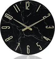 jomparis Radio-Controlled Clock, 30 cm Radio-Controlled Wall Clock Made of Glass, Round Modern Wall Clock with Large Dial, Kitchen Clock for Bedroom, Living Room, Office, Study