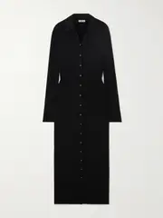[ÉTERNE] ÉTERNE - Georgia Matte-jersey Maxi Shirt Dress - Black - small small Black