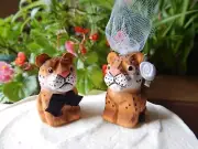 Leopard Figure Cake Topper Bride Groom Love Wedding Engagement Wood Statue